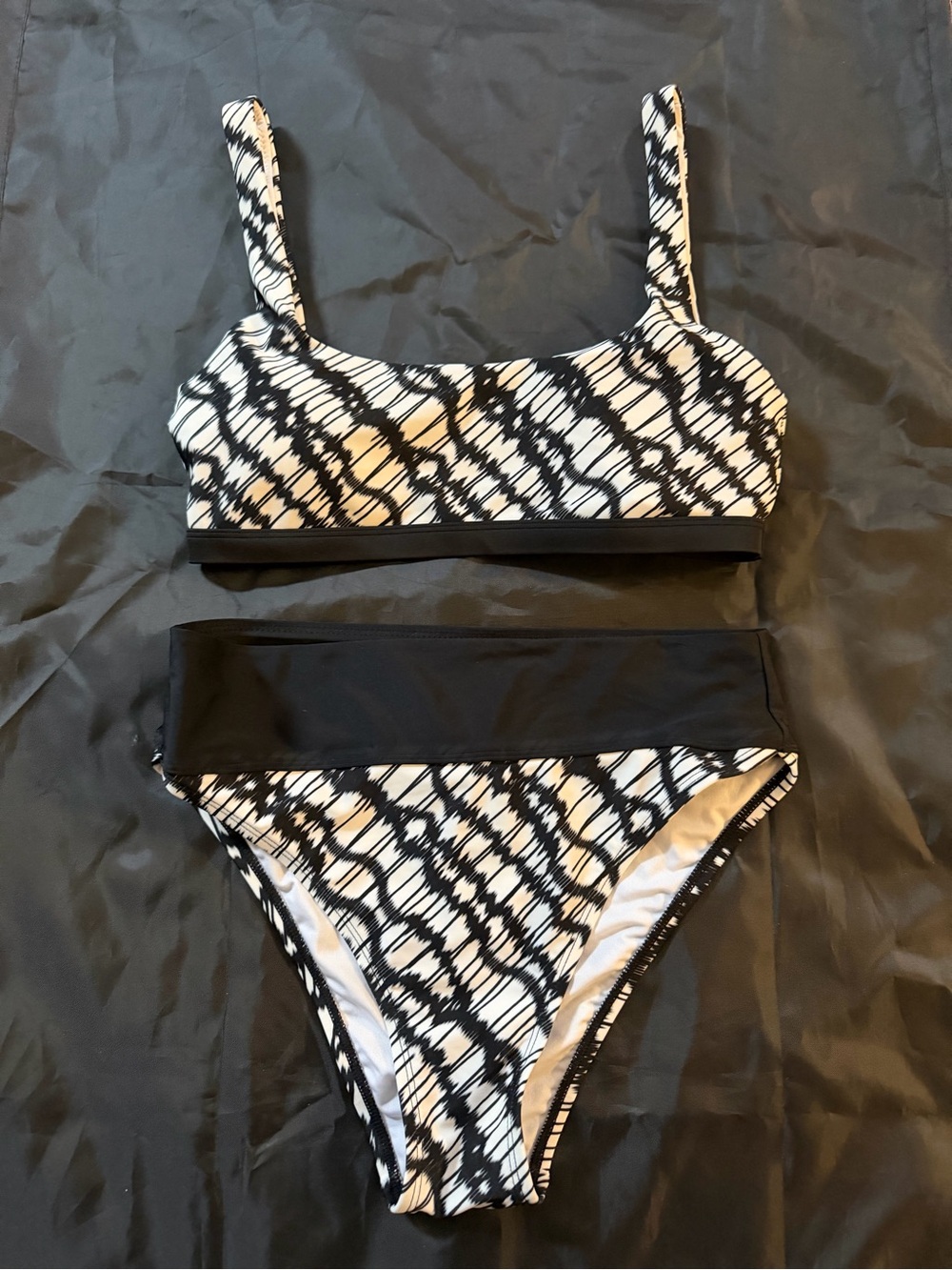 DKNY Black & White High-Waisted Two-Piece Bikini